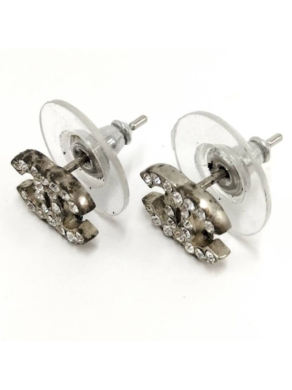 Chanel CC Logo Earrings Rhinestone - Picture 4 of 10